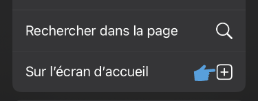 Ajout à l'écran d'accueil via Safari - étape 2